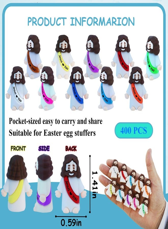 TFengfly 400 Pcs Little Jesus Figures Mini Rubber Jesus Miniatures to Hide and Seek Religious Gift Party Favors Easter Egg Stuffers - Image 2
